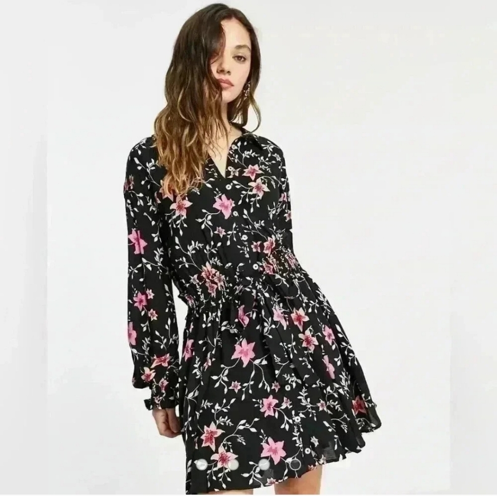 Floral Black and Pink Dress